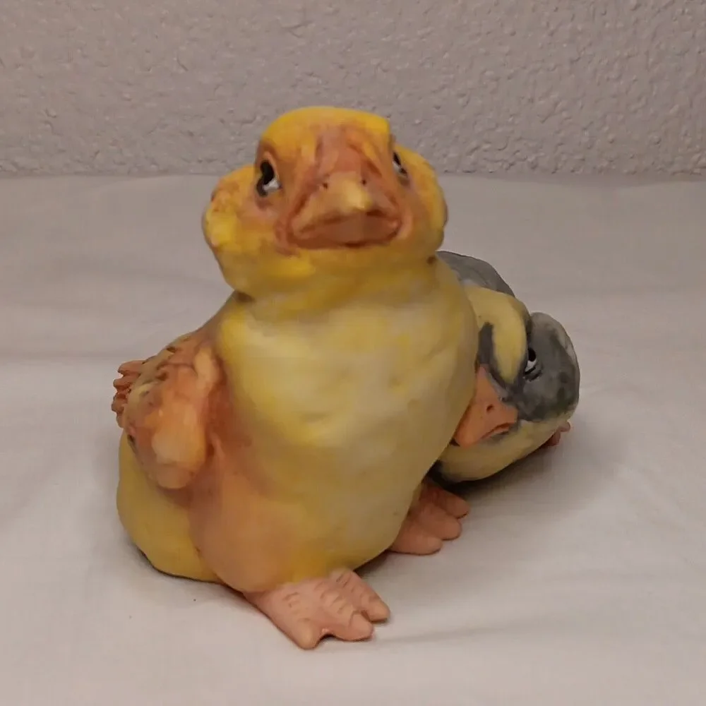 Chrisdon Yellow Chicks Easter Spring Cottage Core Figurine Heavy